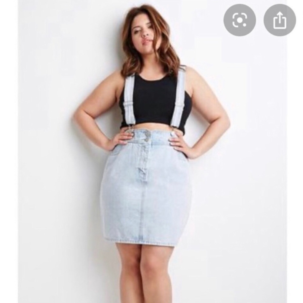 Forever 21 overall jean skirt blue size xl